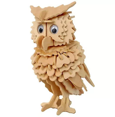 OWL DIY 3D Jigsaw Realistic Wooden Decor. Model Construction Kit Toy Puzzle Gift • £6.99