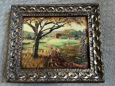 Vintage Impressionist Oil On Canvas Painting Landscape Rural Country Rose Wells • $35