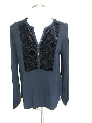 LUCKY BRAND Velvet Pattern  Stretch Pullover Blouse Shirt Top   Sz S HE • £0.78