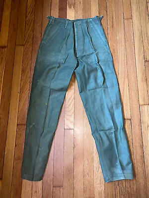 VINTAGE VIETNAM OG 107 SATEEN ARMY MILITARY TROUSERS PANTS 28 X 30 • $99.99