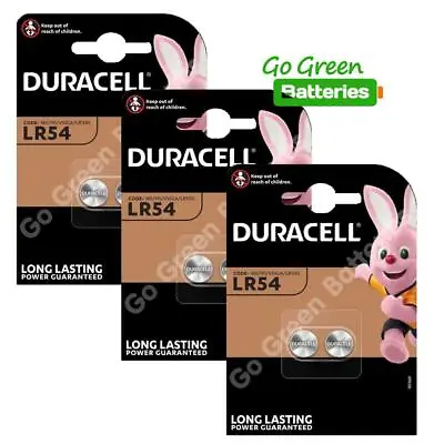 6x Duracell LR54 1.5 Volt Alkaline Battery 189 V10GA GP189 L1131 LR1130 A120  • £4.99