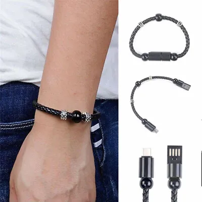 /Type-C/iPhone Fits Micro USB USB Charger Wrist Band Data Sync Cable Bracelet • $6.99