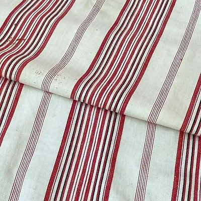 Vintage Ticking Fabric French Material 1930s 1940s Upholstery Pillows Textile • $280