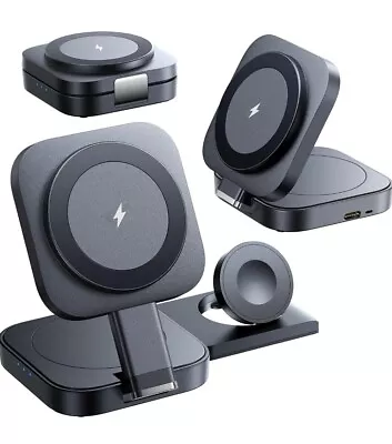 LISEN 3 In 1 Wireless Charging Station For IPhone Foldable Magsafe Charger Stand • £25.49