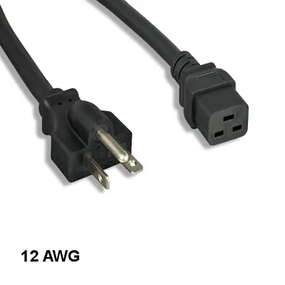 3ft Black AC Power Cable Cord NEMA 6-20P To IEC60320 C19 12AWG 20A/250V SJT • $15.12