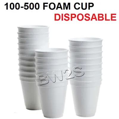 £9.85 • Buy 100-500 Disposable Foam Cups Polystyrene Coffee Tea Cups For Hot & Soft Drinks