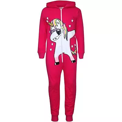 Kids Girls 100% Cotton Pink Unicorn Dab A2Z Onesie One Piece All In One Jumpsuit • £9.99