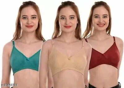 Bra Pack Of 3 Bra Sets Women's Bra Non Padded Full Cup Bras Non Wired Girls Bra • $21.66