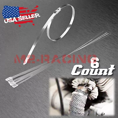12  304 Stainless Steel Metal Zip Tie Strap Cable Exhaust Turbo Wrap Intake Lock • $4.99