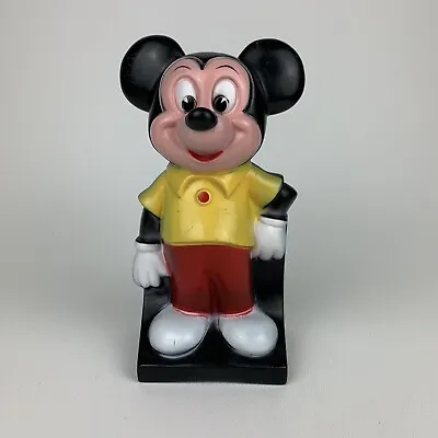 Vintage 70s Mickey Mouse Coin Bank Walt Disney Productions Play Pal Plastics • $9.98