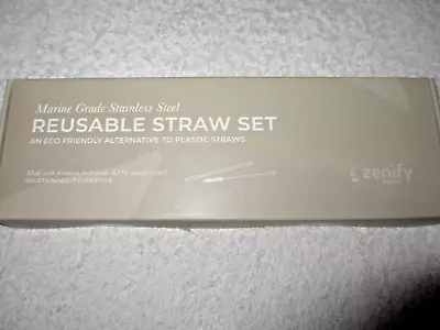 Zenify Reusable Straw Set Straight Rose Gold Marine Grade Stainless Steel • $8