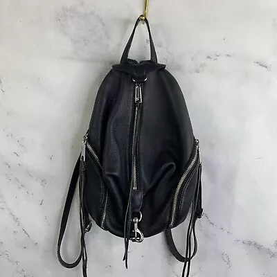 REBECCA MINKOFF Julian Leather Backpack Black Handbag Moto Biker Chic Retro • $55