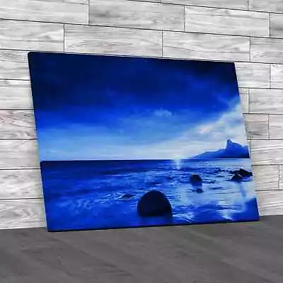 Sunrise Over The Sea Blue Canvas Print Large Picture Wall Art • £59.95