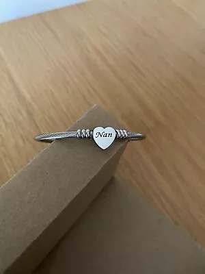 Stainless Steel Heart ‘Nan’ Bangle Bracelet New • £6