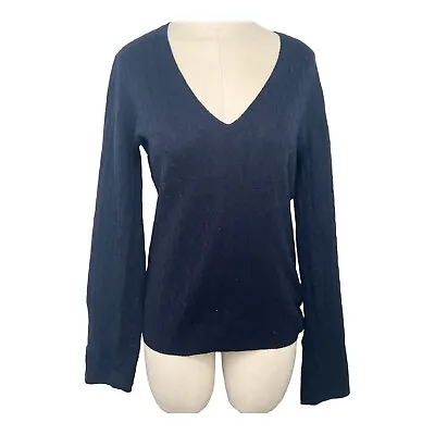 J.Crew Blue Cable Knit Cashmere V-Kneck Sweater Shirt Medium Dark Academia • $29.87