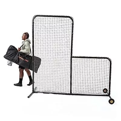 L Screen Baseball For Batting Cage | Baseball Pitching Net With Wheels-7 Feet  • $248.67