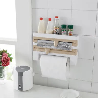 £13.94 • Buy Kitchen Cling Film Tin Foil Dispenser Paper Towel Roll Holder Wall Mounted Racks