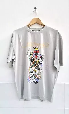 Ed Hardy T Shirt New York Cit Print Mens T-Shirt Grey  Size Medium • £39.95