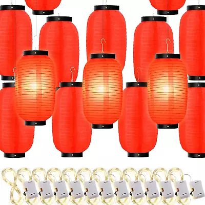 48 Set Chinese Red Silk Paper Lanterns Bulk 24 Pcs Hanging Red Lanterns 24 Pcs  • $56.47