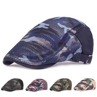 Camouflage Beret Cap For Men Visors Sun Hat Outdoor Flat Caps Adjustable Beret + • $3.03