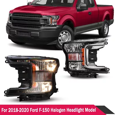 For 2018 2019 2020 Ford F-150 Headlights LED Bar Pair Front Halogen Signal Lamps • $299.99