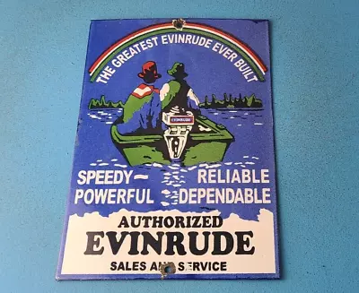 Vintage Evinrude Outboards Sign - Porcelain Marine Boating Fishing Gas Pump Sign • $145.47