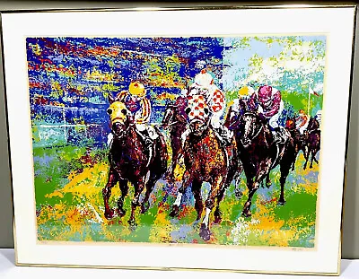 Mark King  Home Stretch Excellent Framed Signed Serigraph Horse Racing 138 /275 • $450