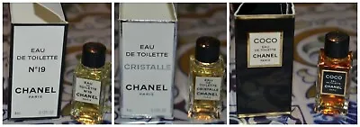 New Vtg 1980s Chanel EDT X3 Coco 4ml No. 19 4ml Cristalle 4ml 12ml Boxed Unused • £45