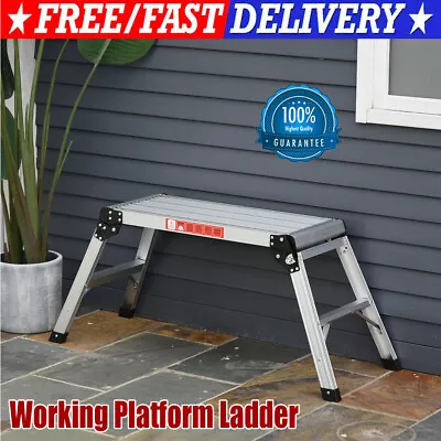 150KG Folding Aluminium Working Platform Step Up Bench Ladder Decorators EN131 • £43.97