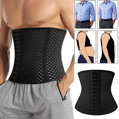 Men Waist Trainer Body Shaper Tummy Control Belt Belly Compression Slimming Band • £3.99