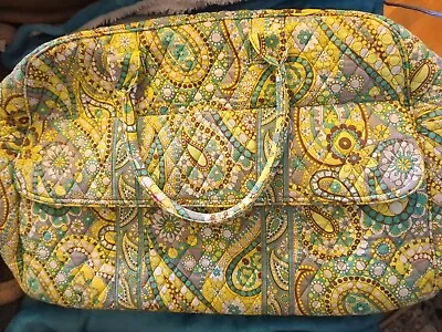 Vera Bradley Large Duffle Lemon Parfait Green Yellow Double Straps  21 X 11 • $19.55