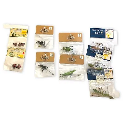 $15 • Buy Vintage Lot - Mushroom Bird & More Craft Insects Grasshopper, Cricket, Ladybugs