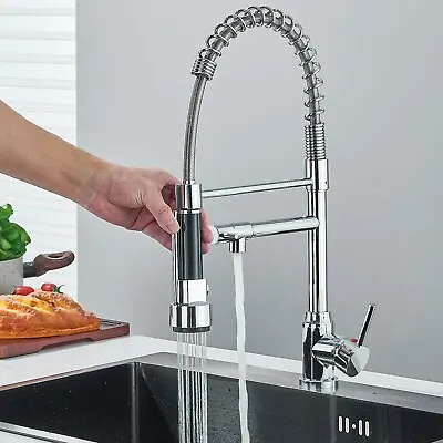 Chrome Pull Down Kitchen Faucet With Sprayer Single Handle Swivel Sink Mixer Tap • $28.99