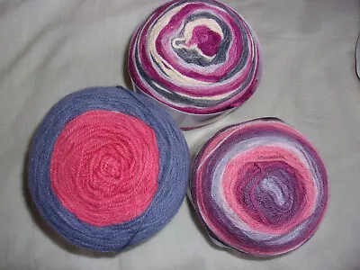 3 X 150 Gm Mixed Mandala Yarn Cakes Blue Coral Cream Pink Grey Green Bargain BiN • £11