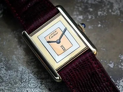 Just Beautiful 1980’s Gold Plate Over Solid Silver Ladies Must De Cartier Watch • £2900