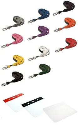 Tubular Metal Lobster Clip Lanyard & VINYL Card Holder - Pick Your Colour • £2.53