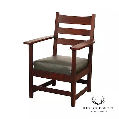 Stickley Brother Quaint Antique Mission Oak Armchair • $965