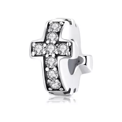 💖 Cross Charm Religious Stopper Spacer Genuine S925 Sterling Silver • £15.95