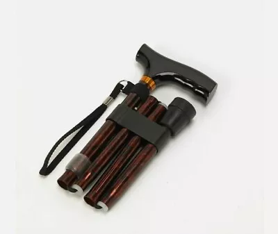 Homecraft Wooden Handle Folding Adjustable Coloured Walking Stick – Walnut – New • £13.99