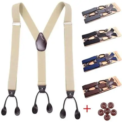 Six Colors Men's Suspenders Button Type Adjustable Length Elastic Unisex Braces • $16.90
