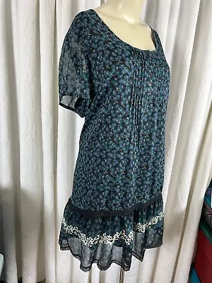 Redoute Collection Teal Floral Popover Knee Length Dress Women’s Plus Size 28w • $18.99