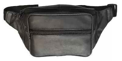 New Black Leather Waist Fanny Pack Belt Bag Pouch Travel Hip Purse Men Women 005 • $12.99