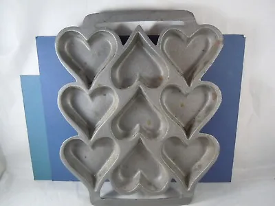 Vintage John Wright Cast Iron Heart Cookie  Corn Muffin Baking Pan • $20