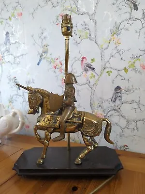 Vintage Brass Armoured Knight On Horse Table Lamp • £149.99