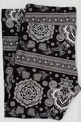 TC LuLaRoe Tall & Curvy Leggings Black White Damask Paisley Print Rare ! NWT Q30 • $17.90