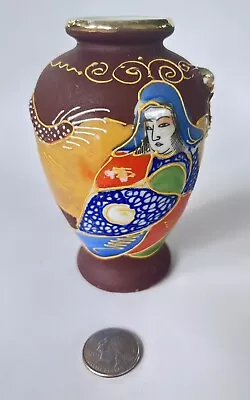 Antique Japanese Satsuma Moriage Vase Hand-Painted Takito Co.  • $22.50
