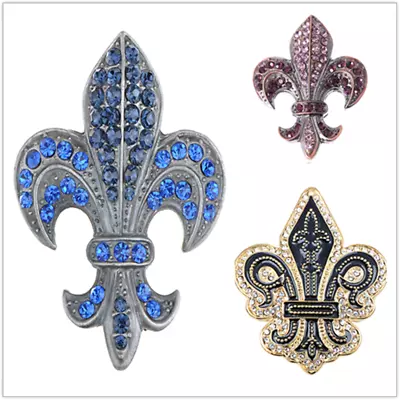 Enamel Crystal Elements Medieval Knight Time Fleur De Lis Fashion Pin Brooch • $7.99