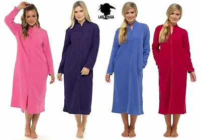 £24.99 • Buy Ladies Zip Front Soft Fleece Dressing Gown Robe Plus Size UK 10,  12, 22, 24