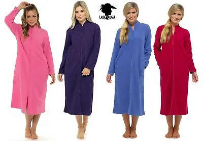£24.99 • Buy Ladies Zip Front Soft Fleece Luxury Dressing Gown Robe Plus Size UK 10 - UK 28