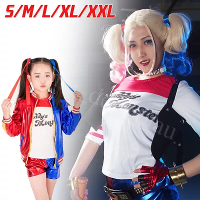 Kids Girls Harley Quinn Costume Suicide Squad Cosplay Fancy Dress Halloween Gift • $32.99
